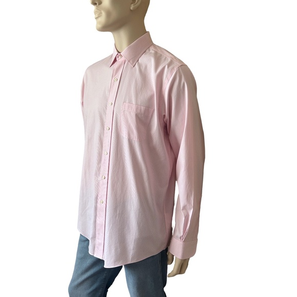 Brooks Brothers Dress Shirt Long Sleeve 100% Cotton Pale Pink White Stripe - Picture 2 of 16